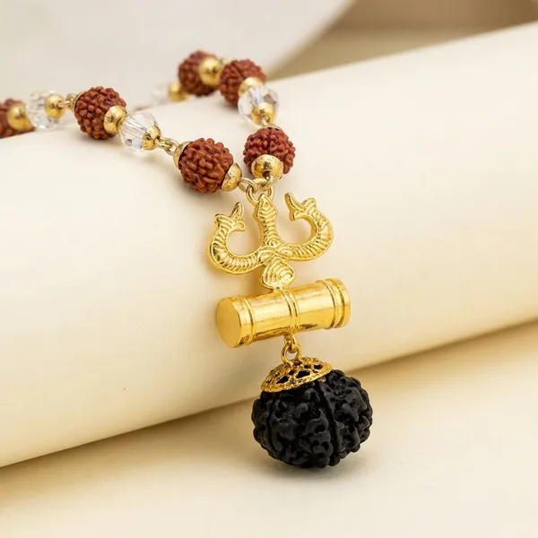 Damru_Locket_With_Rudraksha_Crystel_Mala_Sacred_Symbol_Of_Power_Protection_Gold_Plated_Plated_Wood_Chain