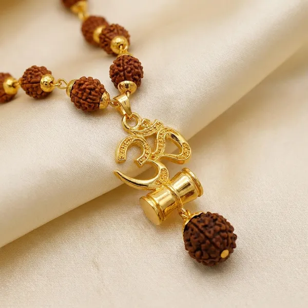 Om_Damru_Locket_With_Rudraksha_Crystel_Mala_Sacred_Symbol_Of_Power_Protection_Gold_Plated_Plated_Wood_Chain