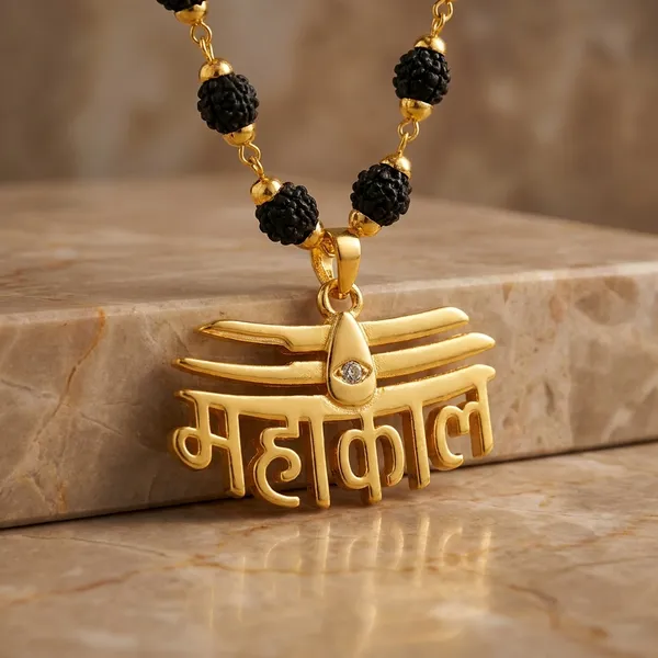 Religious_Jewelry_Mahakal_Locket_With_Puchmukhi_Rudraksha_Mala_8mm_36beads_Gold_Plated_Plated_Wood_Chain