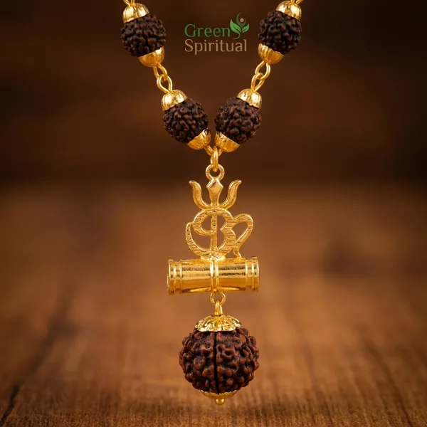 Religious_Jewelry_Trishul_Locket_With_Puchmukhi_Rudraksha_Mala_8mm_36beads_Gold_Plated_Plated_Wood_Chain