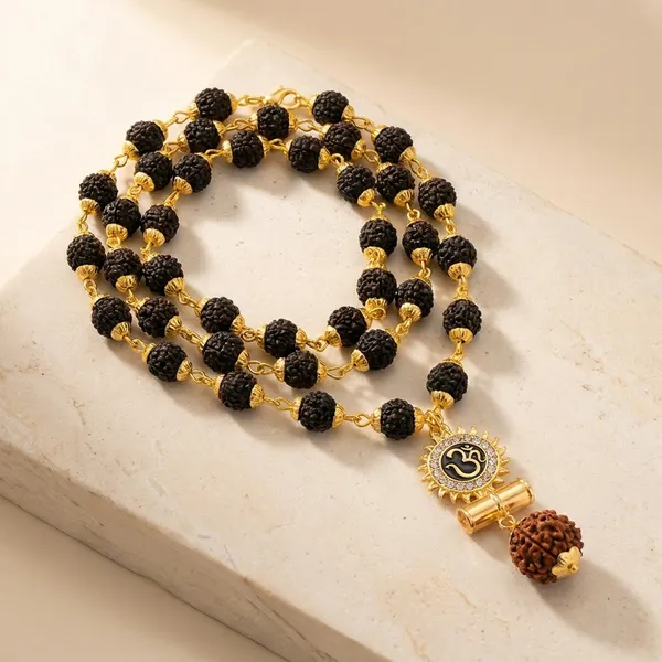 Religious_Jewelry_Om_Damru_Locket_With_Puchmukhi_Rudraksha_Mala_8mm_36beads