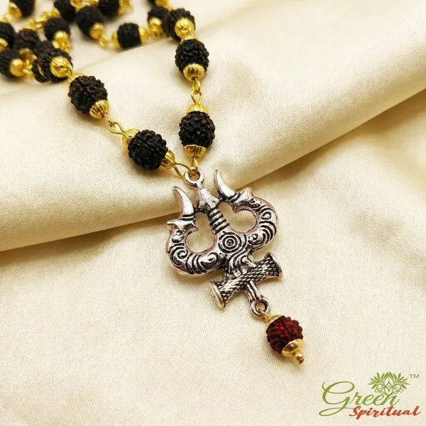 Religious_Jewelry_Trishul_Locket_With_Puchmukhi_Rudraksha_Mala_8mm_36beads_Gold_Plated_Plated_Wood_Chain