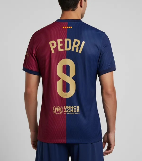 F.C._Barcelona_24/25_Printed_Round_Neck_Maroon-Blue_Pedri_Home_Jersey