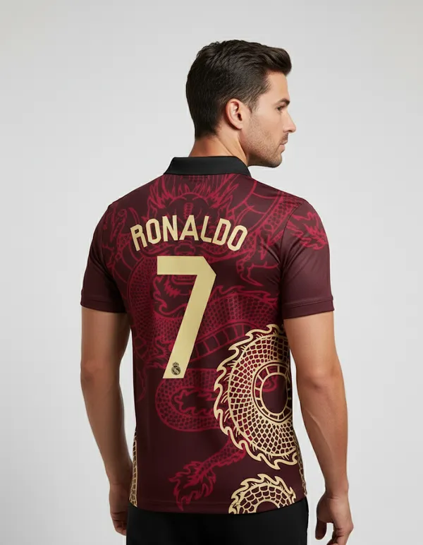 Real_Madrid_23/24_Printed_Round_Neck_Maroon_Dragon_Special_Edition_Ronaldo_Fan_Jersey