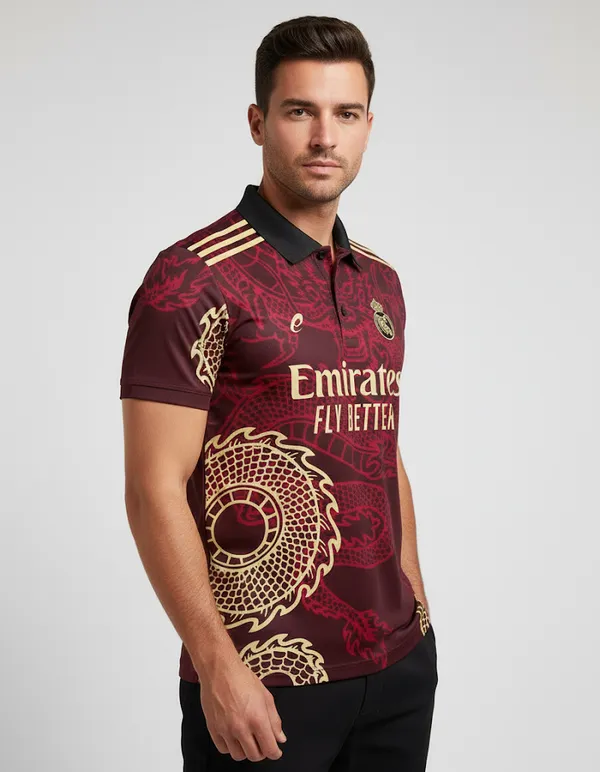 Real_Madrid_23/24_Printed_Round_Neck_Maroon_Dragon_Special_Edition_Ronaldo_Fan_Jersey