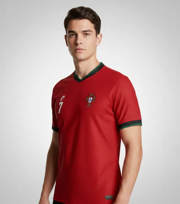 Portugal_Fc_24/25_Printed_V-Neck_Red-Plain_Ronaldo_Home_Jersey