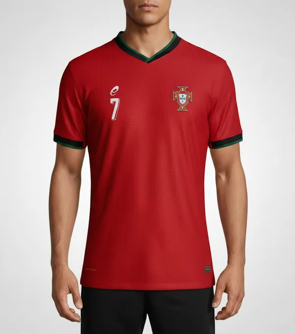 Portugal_Fc_24/25_Printed_V-Neck_Red-Plain_Ronaldo_Home_Jersey