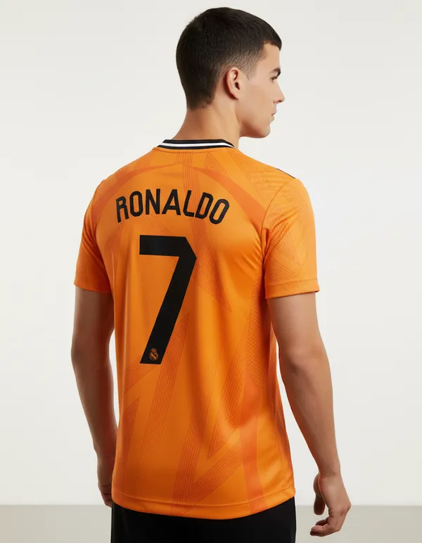 Real_Madrid_23/24_Printed_Round_Neck_Orange_Ronaldo_Fan_Jersey