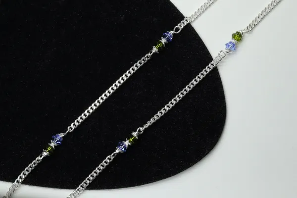 Silver_Premium_Quality_Blue_&_Green_Moti_Chain_Anklet_Daily_Wear