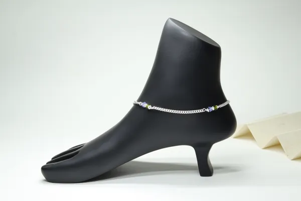 Silver_Premium_Quality_Blue_&_Green_Moti_Chain_Anklet_Daily_Wear