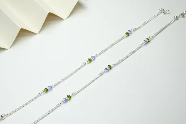 Silver_Premium_Quality_Blue_&_Green_Moti_Chain_Anklet_Daily_Wear