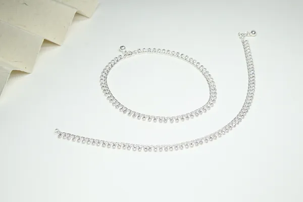 White_Premium_Quality_White_Stone_Chain_Anklet_Daily_Wear