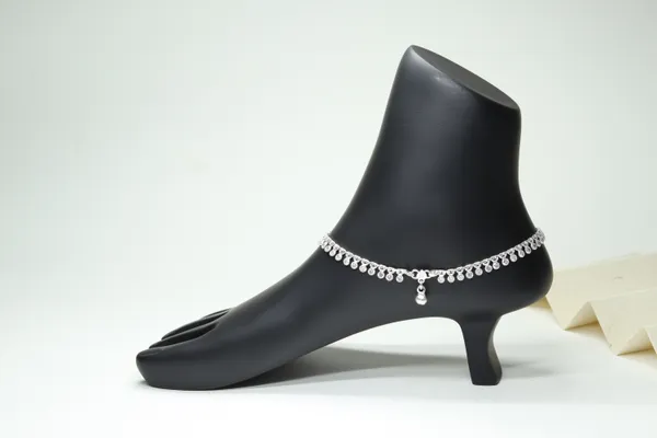 White_Premium_Quality_White_Stone_Chain_Anklet_Daily_Wear