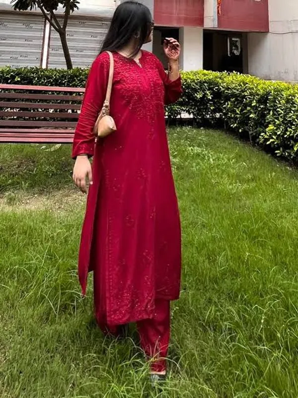Red_Chikankari_Mukaish_Palazzo_Set_For_Women
