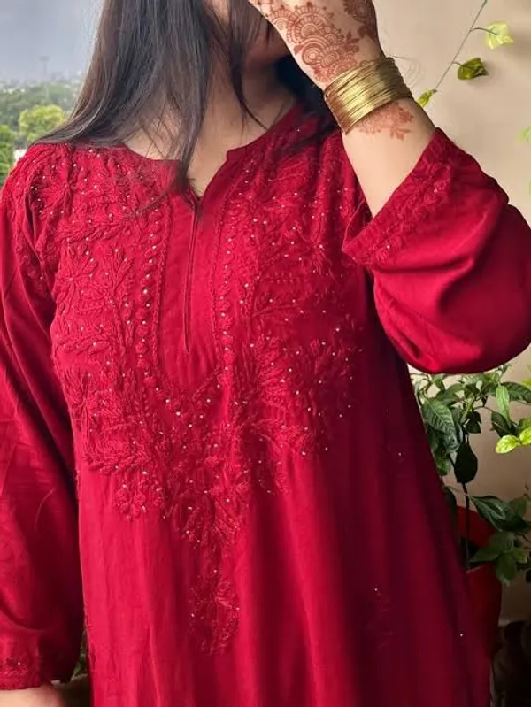 Red_Chikankari_Mukaish_Palazzo_Set_For_Women