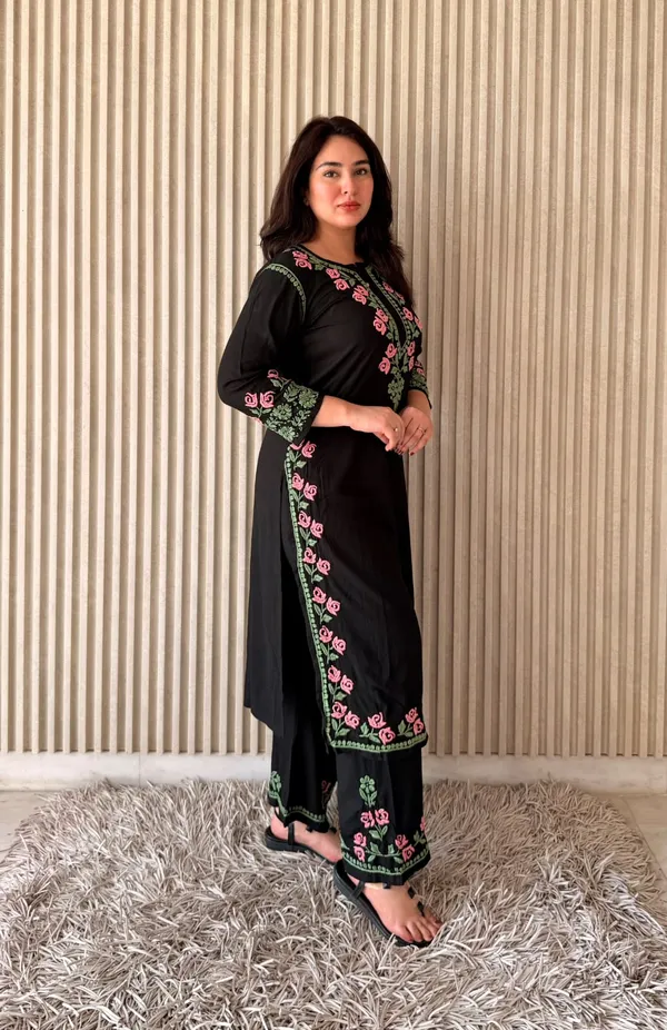 Black_Chikankari_Multi_Work_Plazo_Set_For_Women