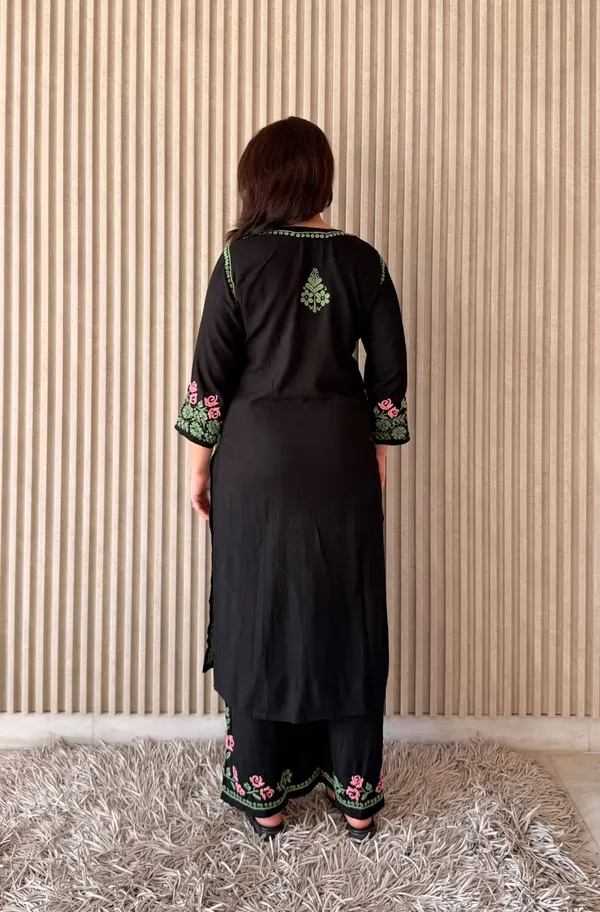 Black_Chikankari_Multi_Work_Plazo_Set_For_Women