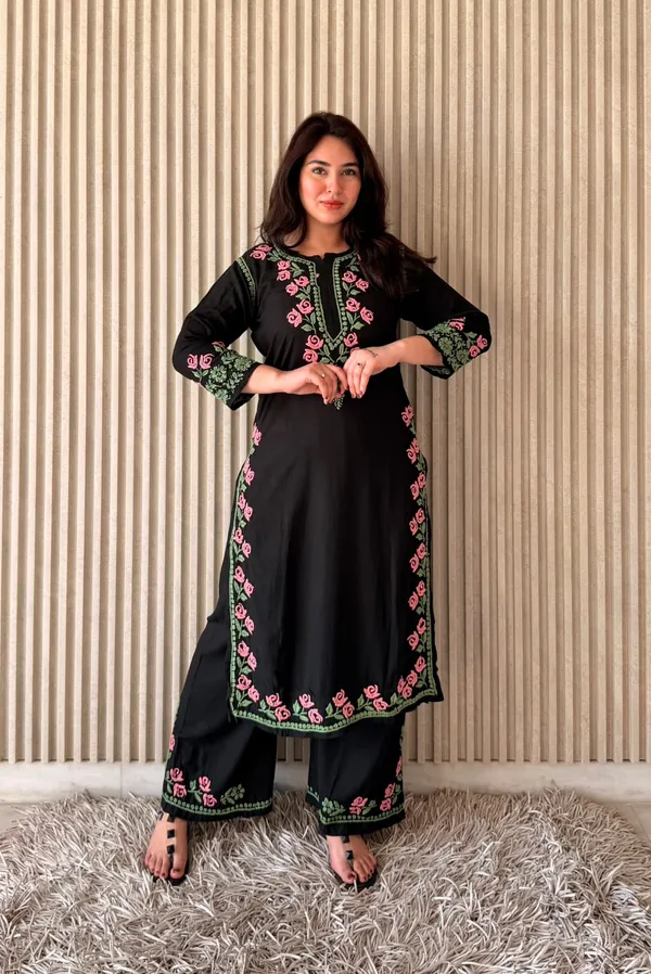 Black_Chikankari_Multi_Work_Plazo_Set_For_Women