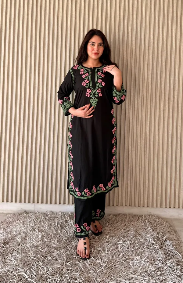 Black_Chikankari_Multi_Work_Plazo_Set_For_Women
