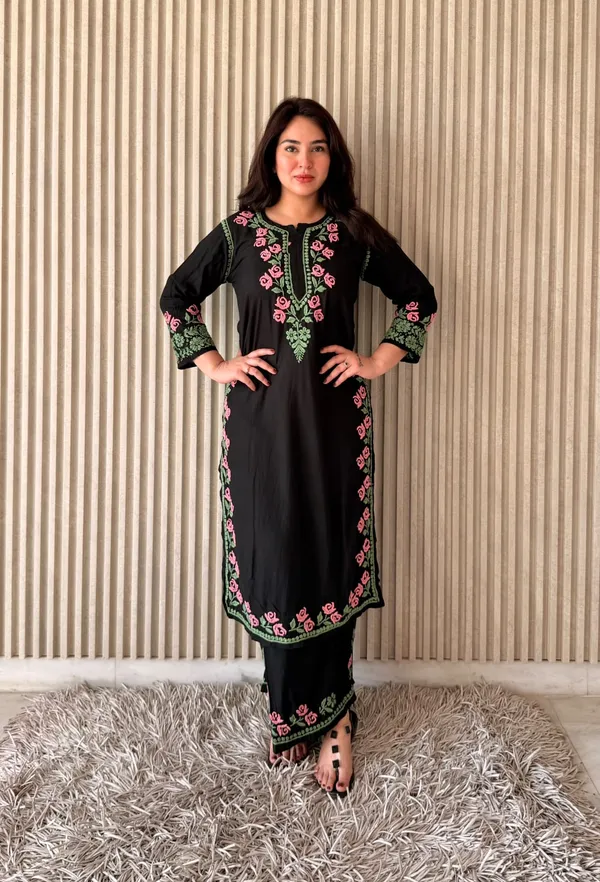 Black_Chikankari_Multi_Work_Plazo_Set_For_Women