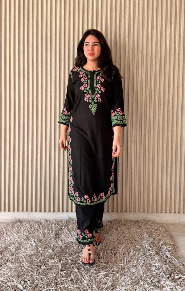 Black_Chikankari_Multi_Work_Plazo_Set_For_Women