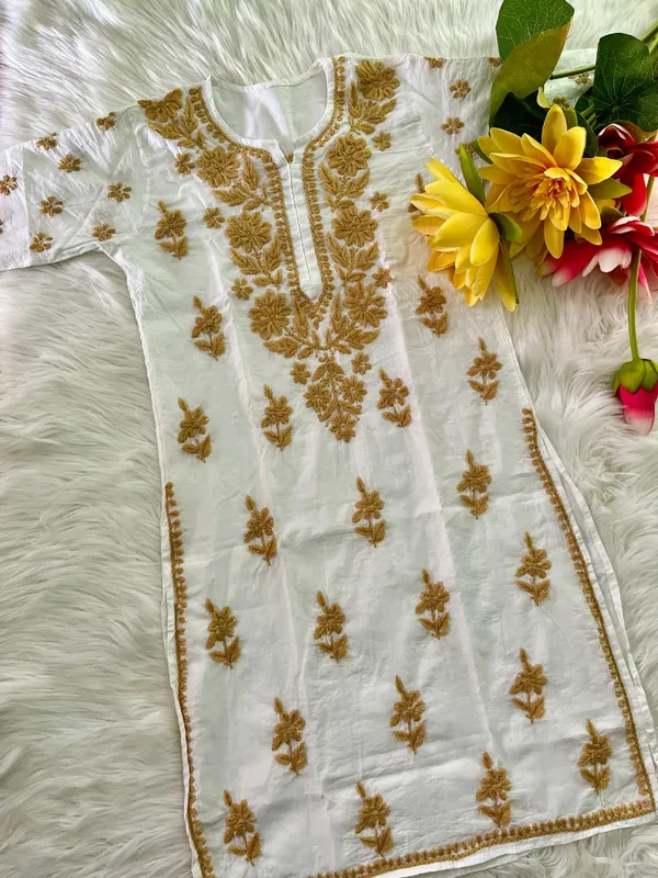 Chanderi_Chikan_Chiku_Work_Pant_Set_For_Women