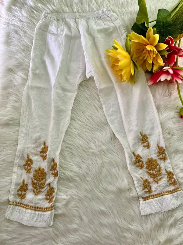 Chanderi_Chikan_Chiku_Work_Pant_Set_For_Women