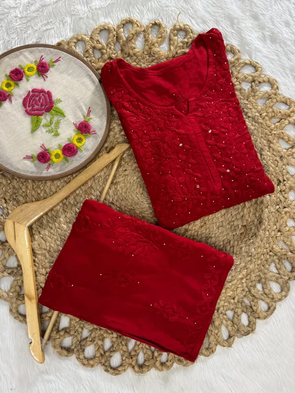 Red_Chikankari_Mukaish_Palazzo_Set_For_Women