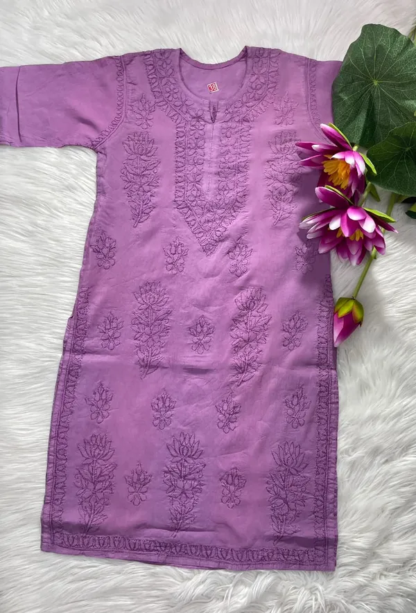 Purple_Exclusive_Lucknowi_Chikankari_Chanderi_Pant_Set_For_Women