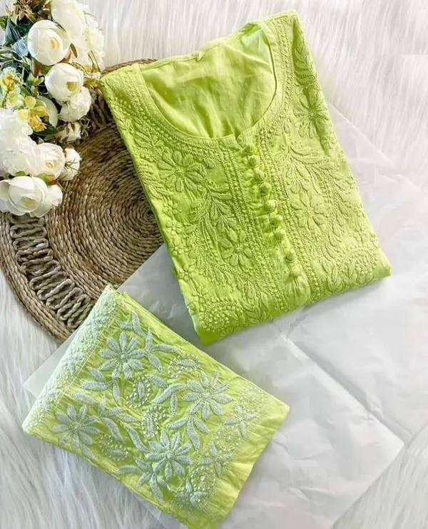 Pista_Green_Dobby_Cotton_Chikankari_Pant_Set_For_Women