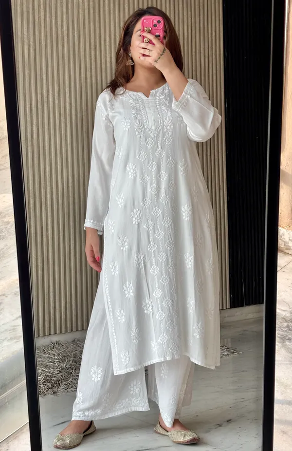 White_Rayon_Fancy_Chikankari_Shibli_Palazzo_Dupatta_Set_For_Women