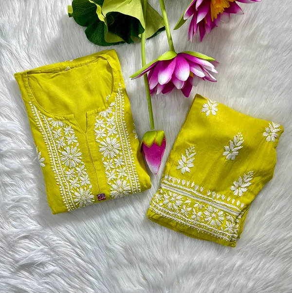 Mustard_Green_Rayon_Chikankari_Designer_Pant_Set_For_Women
