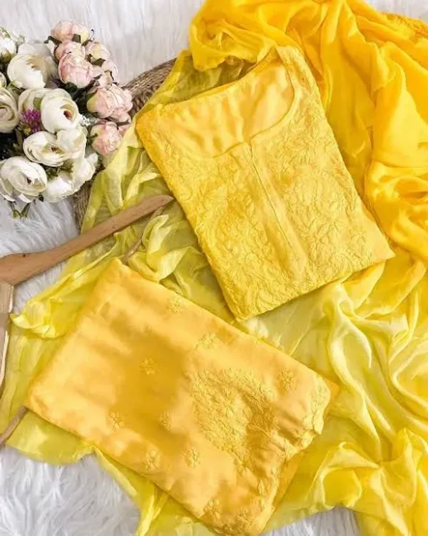 Yellow_Chikankari_Palazzo_Dupatta_Set_For_Women