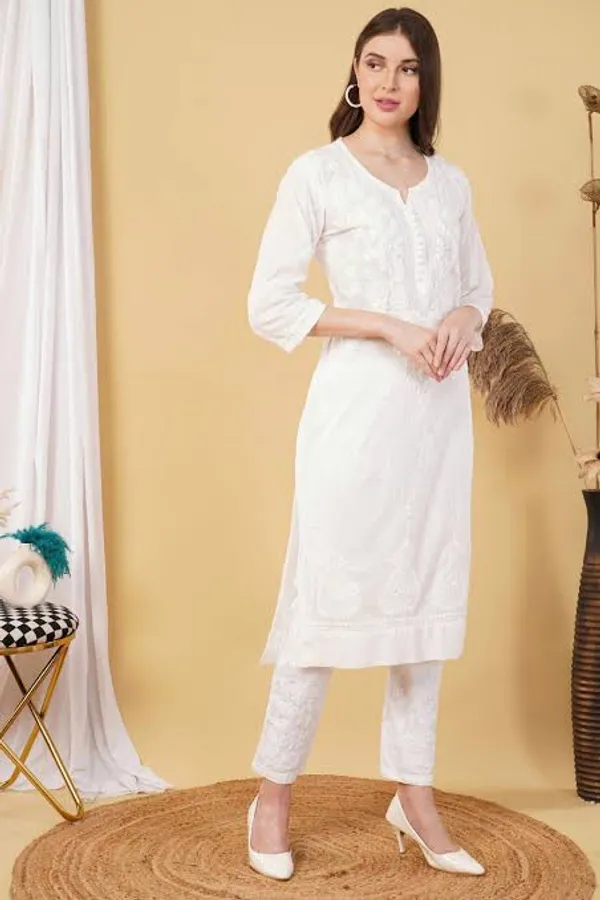 White_Chikankari_Dobby_Cotton_Set_For_Women