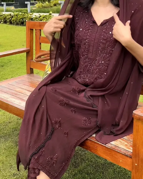 Brown_Chikankari_Mukesh_Palazzo_Dupatta_Set_For_Women