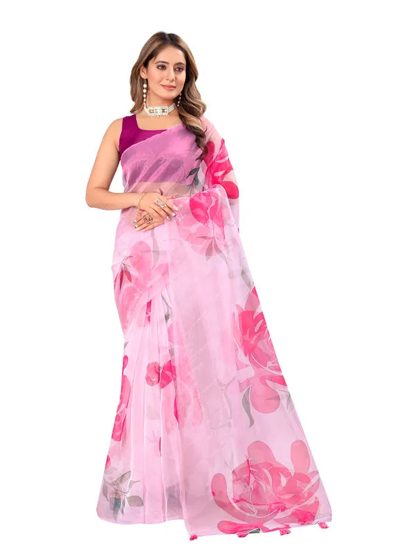 Floral_Printed_Organza_Saree