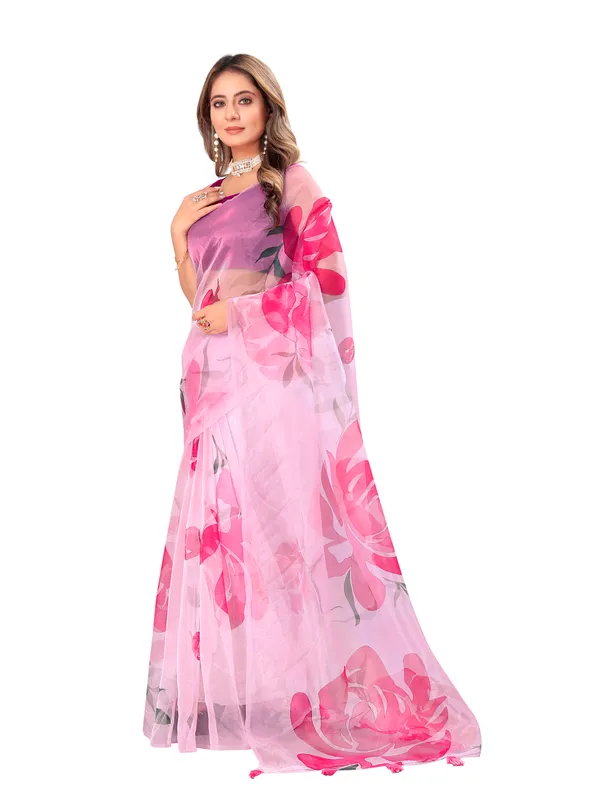 Floral_Printed_Organza_Saree