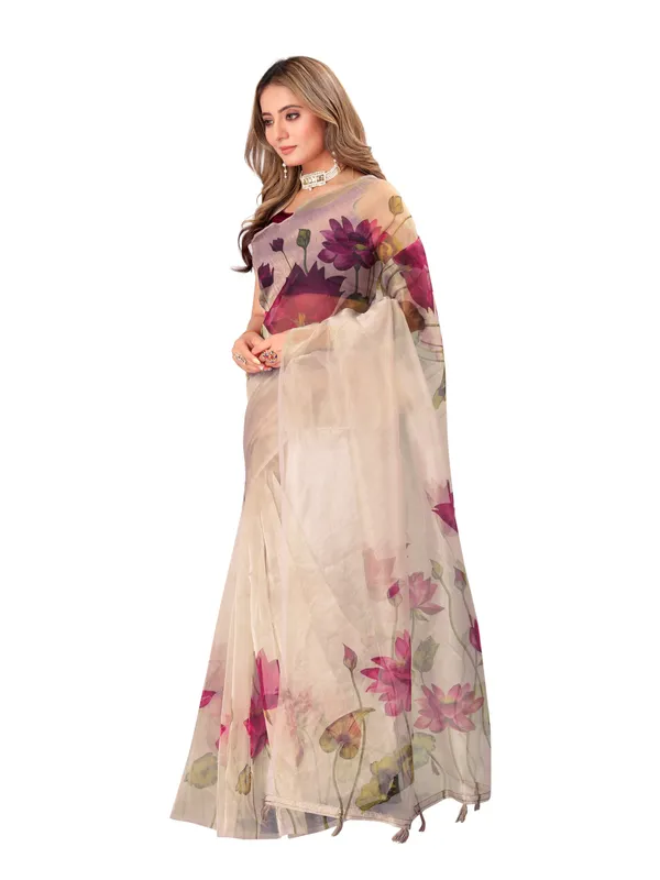 Floral_Printed_Organza_Saree