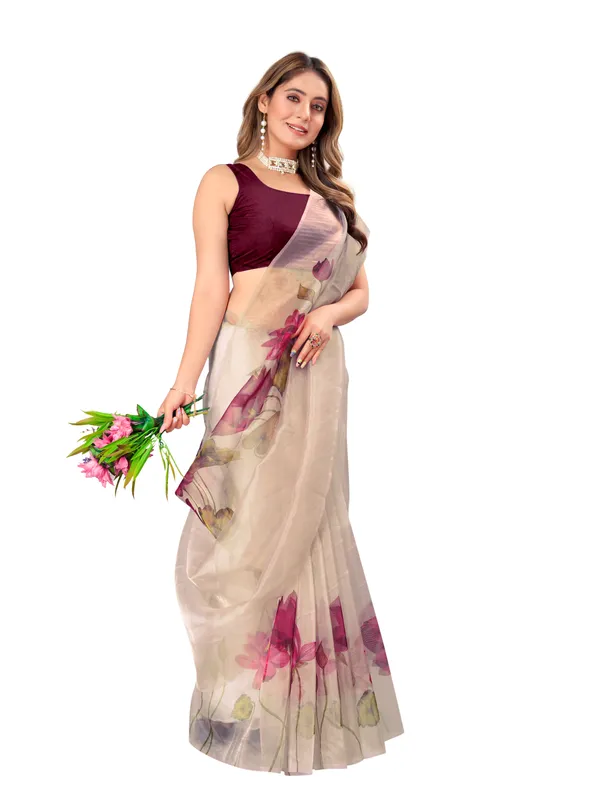 Floral_Printed_Organza_Saree