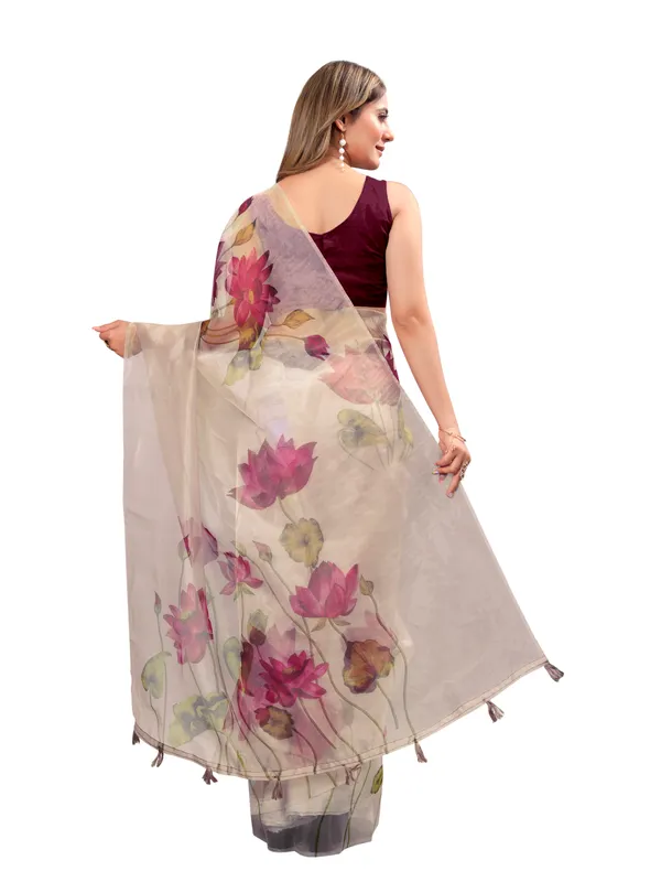 Floral_Printed_Organza_Saree