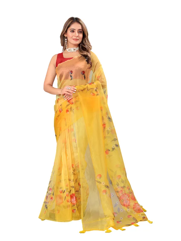 Floral_Printed_Organza_Saree