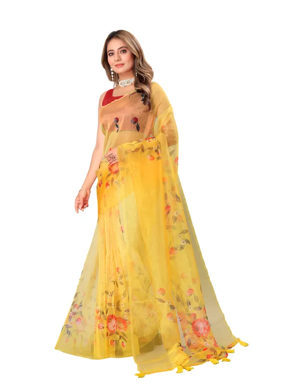 Floral_Printed_Organza_Saree