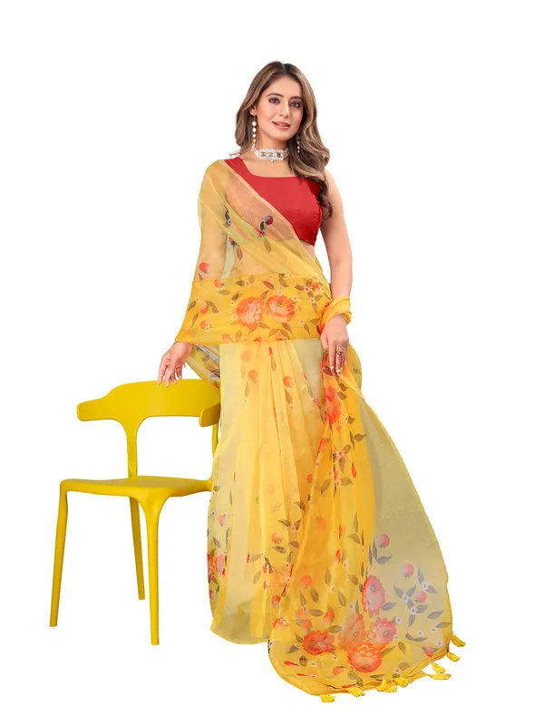 Floral_Printed_Organza_Saree