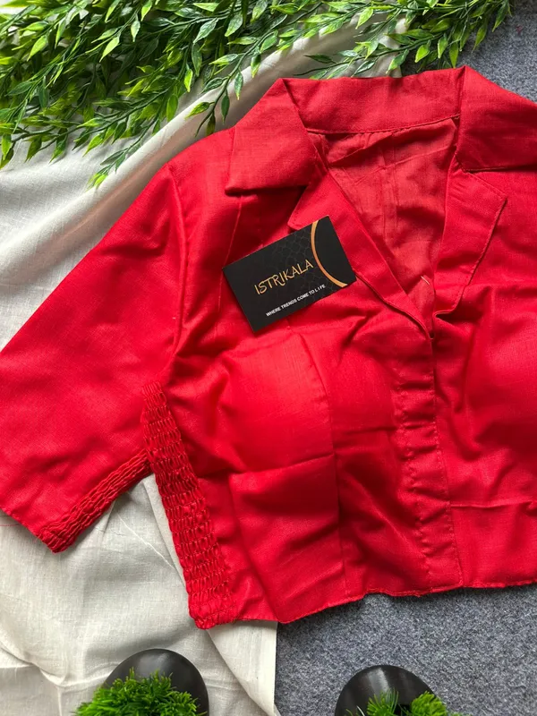 Bright_Red_Collar_Style_Stretchable_Blouse_–_Cotton_Silk,_Front_Open,_Size_34-40