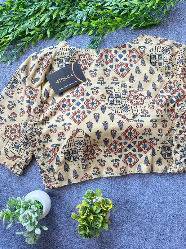 Ajrakh_Print_Cotton_Blouse_for_Women_|_Stretchable_Readymade_Saree_Blouse_|_Front_Open_Princess_Cut_|_Size_38–42