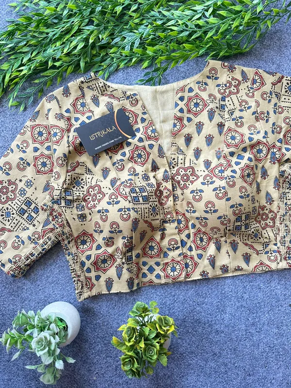 Ajrakh_Print_Cotton_Blouse_for_Women_|_Stretchable_Readymade_Saree_Blouse_|_Front_Open_Princess_Cut_|_Size_38–42
