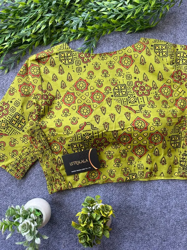 Ajrakh_Print_Cotton_Blouse_for_Women_|_Stretchable_Readymade_Saree_Blouse_|_Front_Open_Princess_Cut_|_Size_38–42
