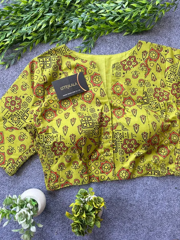 Ajrakh_Print_Cotton_Blouse_for_Women_|_Stretchable_Readymade_Saree_Blouse_|_Front_Open_Princess_Cut_|_Size_38–42