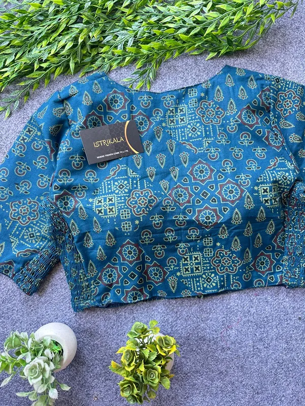 Ajrakh_Print_Cotton_Blouse_for_Women_|_Stretchable_Readymade_Saree_Blouse_|_Front_Open_Princess_Cut_|_Size_38–42