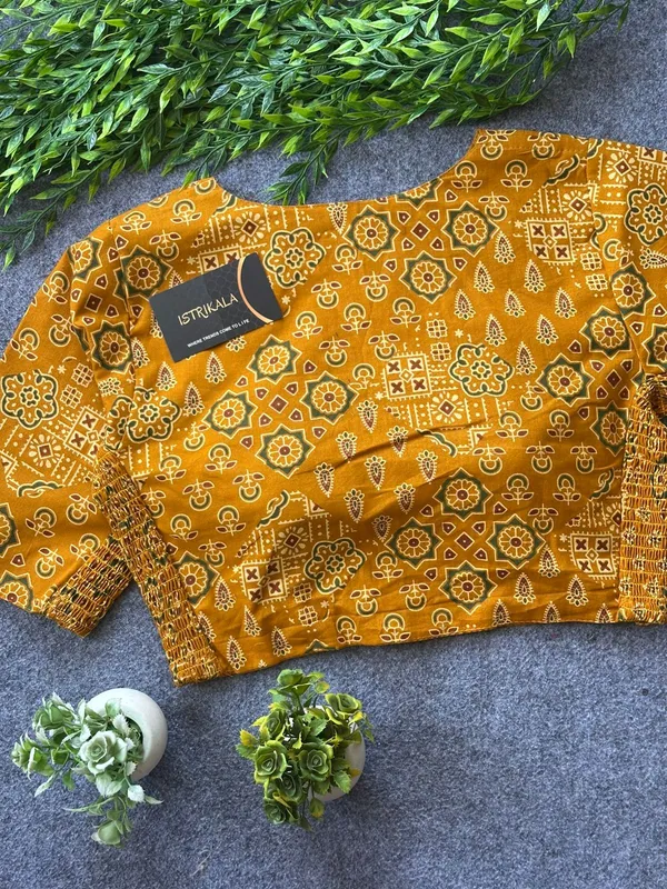 Ajrakh_Print_Cotton_Blouse_for_Women_|_Stretchable_Readymade_Saree_Blouse_|_Front_Open_Princess_Cut_|_Size_38–42